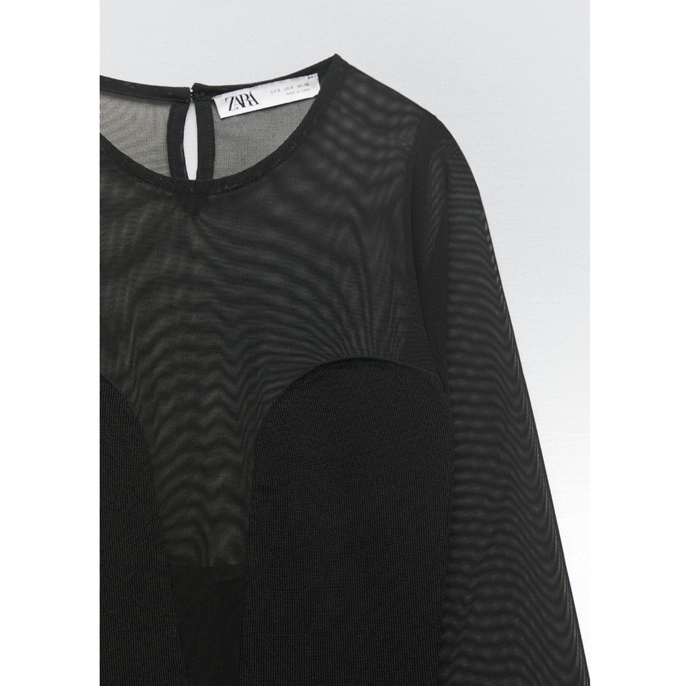Zara SEMI-SHEER DETAIL KNIT DRESS - Picture 4 of 16